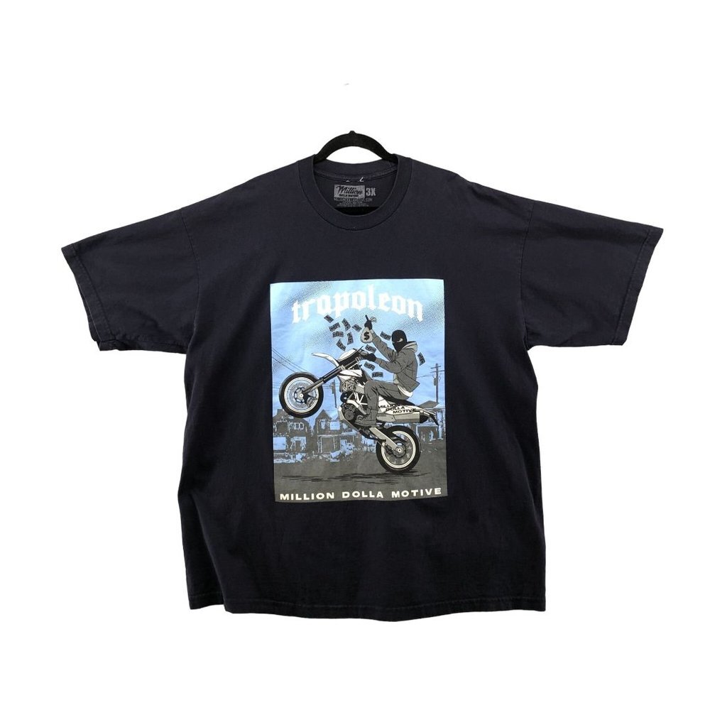 Million Dolla Motive Trapoleon T Shirt Mens 3XL Graphic Motorcycle Biker Money